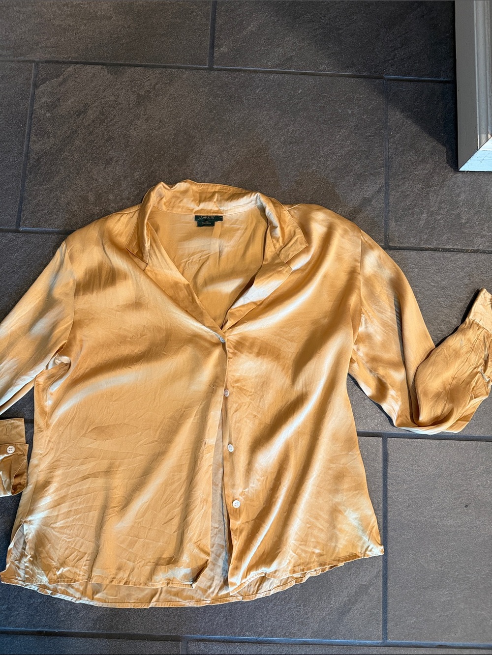 J Crew 90s Silk Gold Button-Front Women’s Blouse